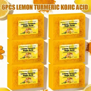 6PCS Lemon Turmeric Soap Cleanser with Salicylic Acid, for Face and Hand Washing, Deep Cleansing, Softens Skin, Brightens and Whitens, Hydrates and Moisturizes, Suitable for All Skin Types