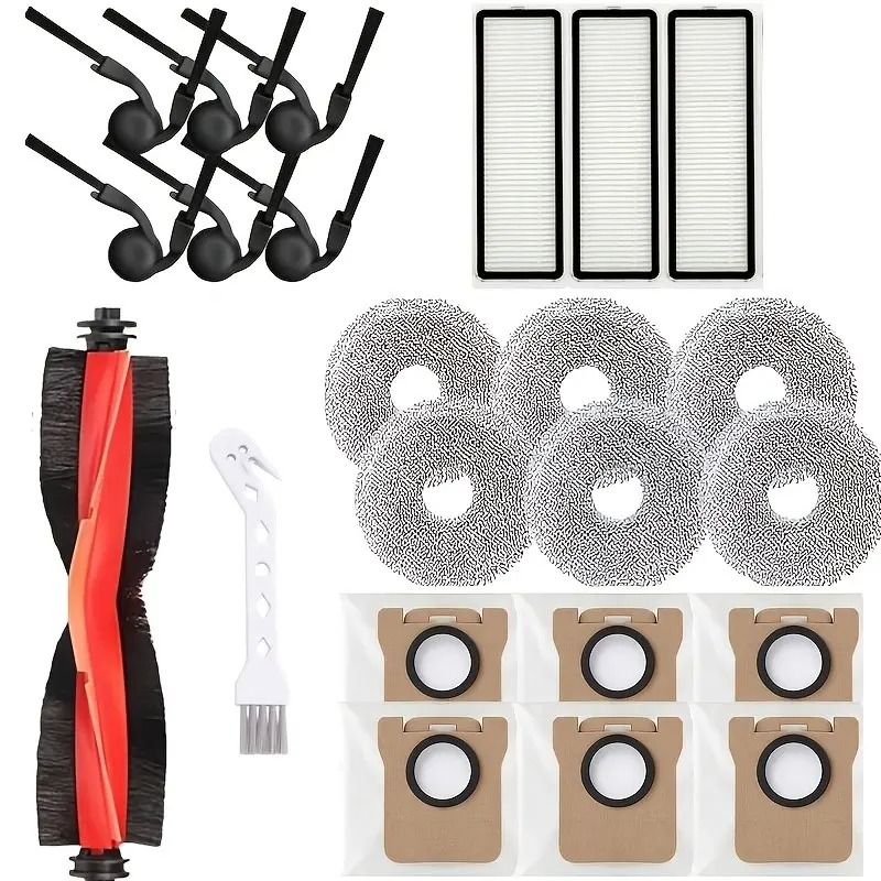 23pcs Replacement Parts for Xiaomi 5 Pro/ov21g Robot Vacuum, Includes Main Brush, Mop Cloths, Filters, Side Brushes, Dust Bags, Cleaning Tool