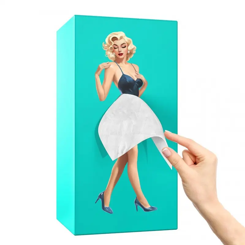 Cute Pulling Skirt Girl Tissue Box Holder, Fun Decorative Ornament for Desktop, Adorable Desk Accessory, Unique Gift Idea