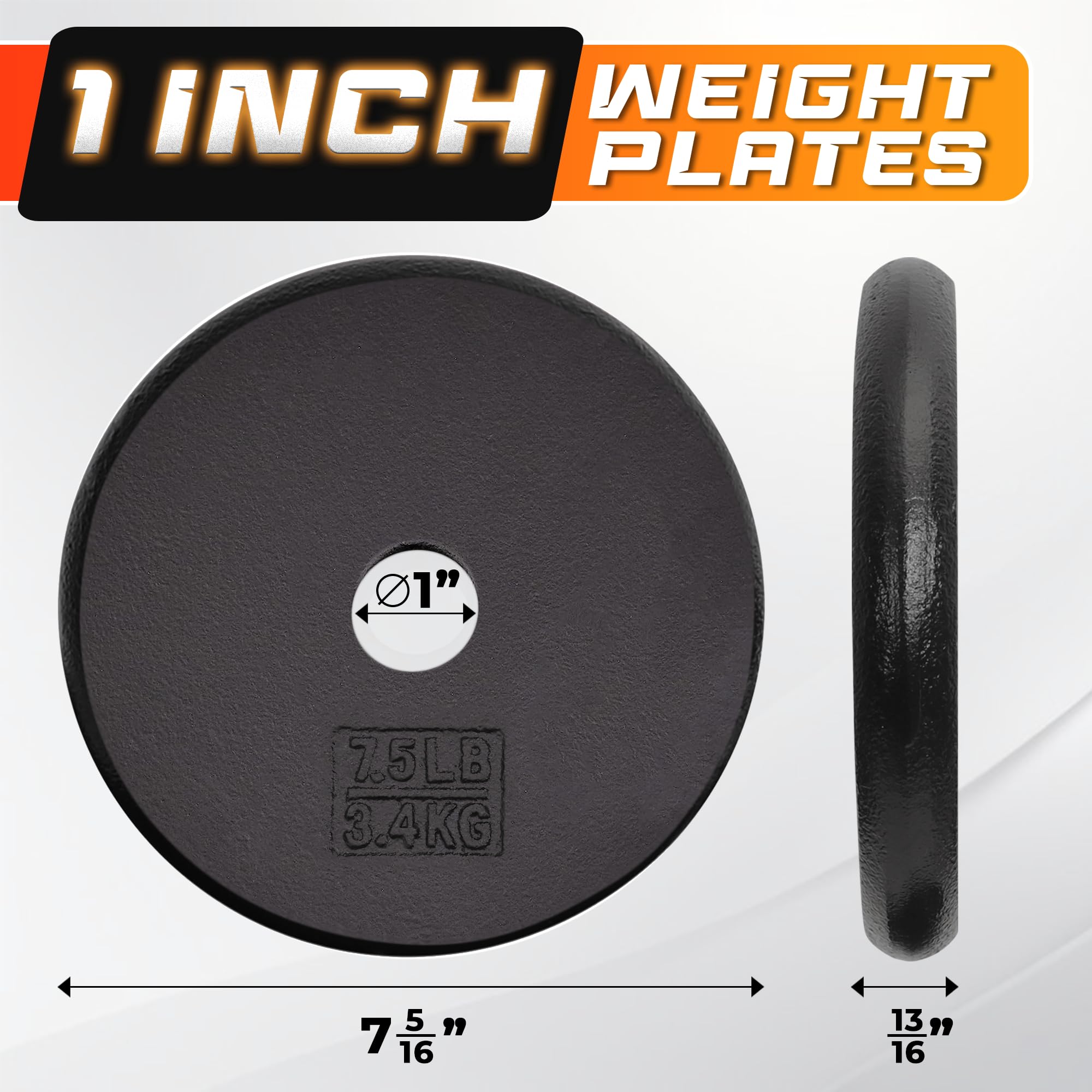 THE WELL KEPT Standard 1" Cast Iron Weight Plate - Ideal For Strength Multiple Weight: 5lb To 25lb (single & Set Of 4)