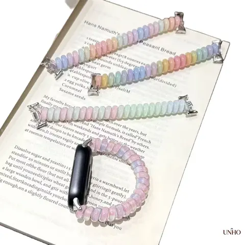 2026 New Summer Collection Colorful Gradient Dopamine Hues Stretchable Coil Gummy Watch Replacement Strap, Soft Elastic Smartwatch Accessories for Series 10, Daily Errands, Beach Trips (Luggage & Bags DIY Bag Accessories)