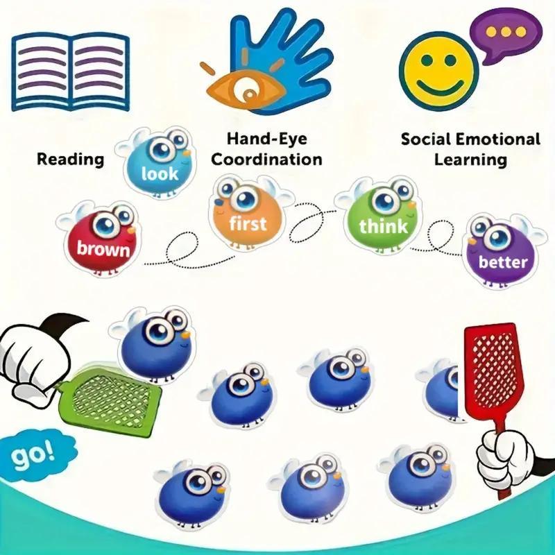 Sight Word Swat Game, 1 Set Phonic Toy, Language Toy, Interactive Brain Games, Visual Stimulation Cards, Bilingual Flash Cards