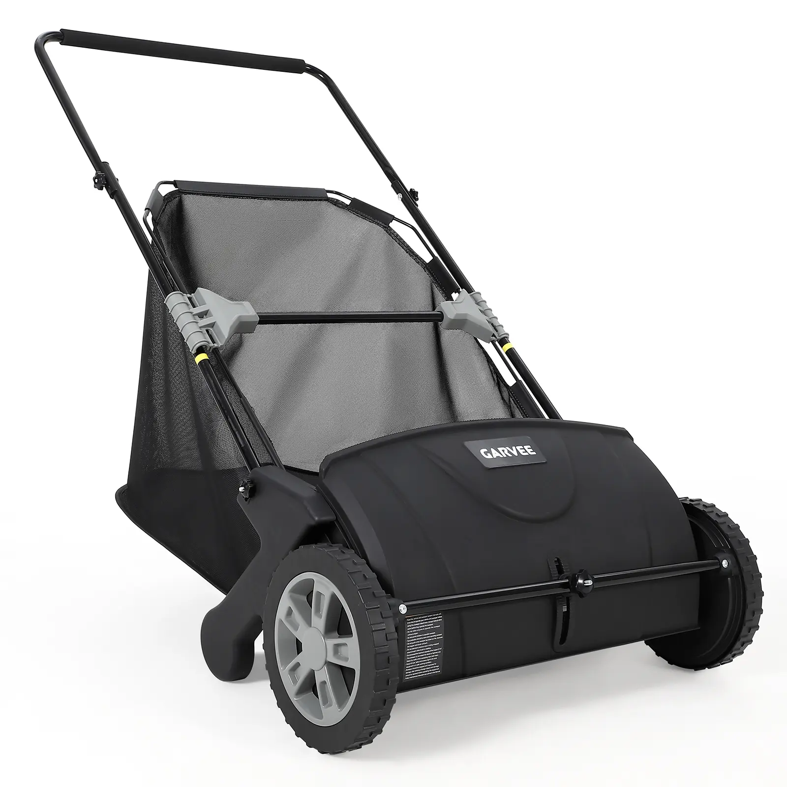 GARVEE 21 Inch Push Lawn Sweeper, Heavy Duty Thickened Steel Leaf & Grass Collector, 3.5 Cu. Ft. Large Capacity Mesh Hopper Bag with 2 Spinning Brushes for Yard Cleanup