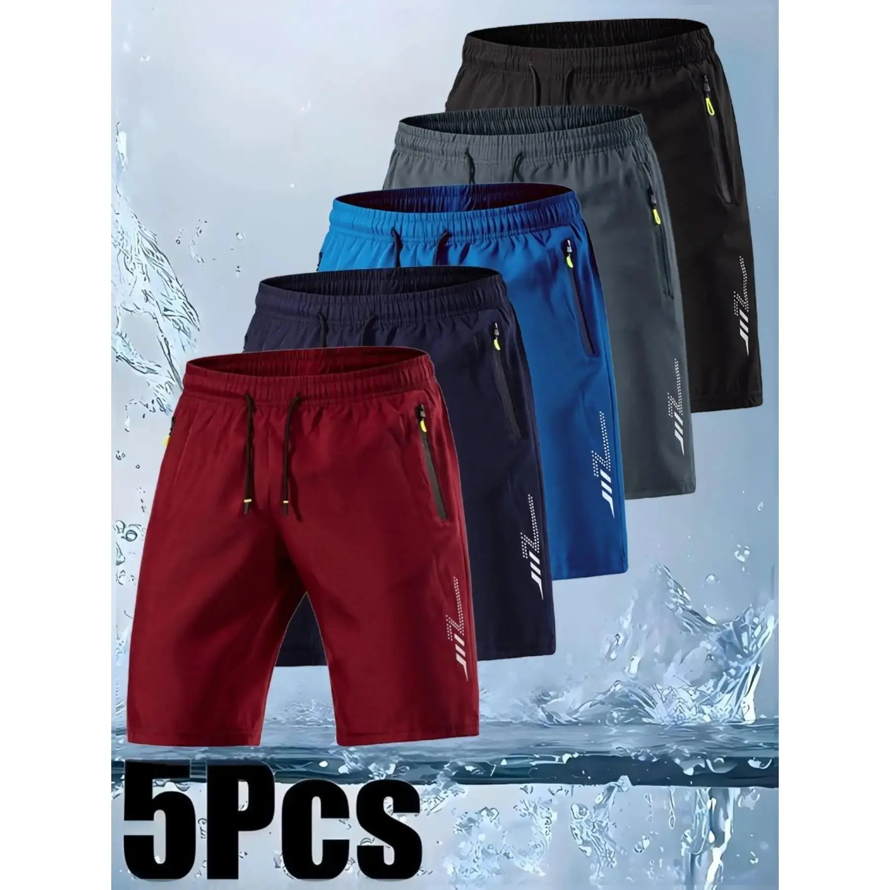 Summer Men's Shorts, Multi-Pack, Lightweight Summer Shorts, Comfortable Quick-Dry Breathable Fabric, Ideal for Sports and Leisure, Solid Color Zipper Pockets, Essential Summer Wear