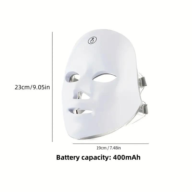 Rechargeable LED Facial Mask 7 Colors, Photon Beauty Mask, Home Skincare, Light Therapy, Lithium Ion Battery, 400mah, New Condition