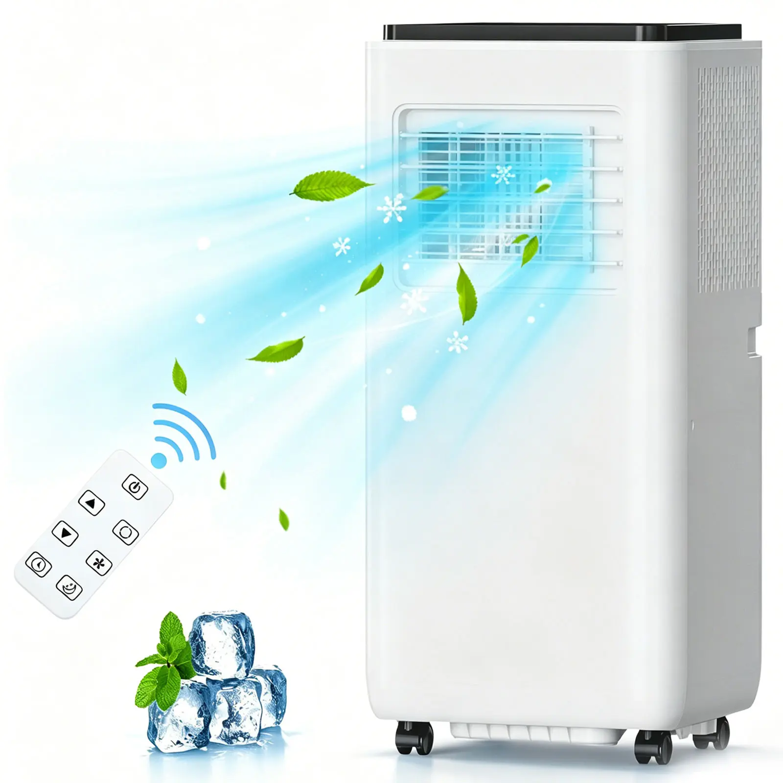 8000 BTU Portable Air Conditioner, 3-in-1 Floor AC Unit with Cooling Dehumidifier Fan Mode, Cools Up to 350 Sq.Ft, Remote Control Air Cooler for Home Bedroom Office