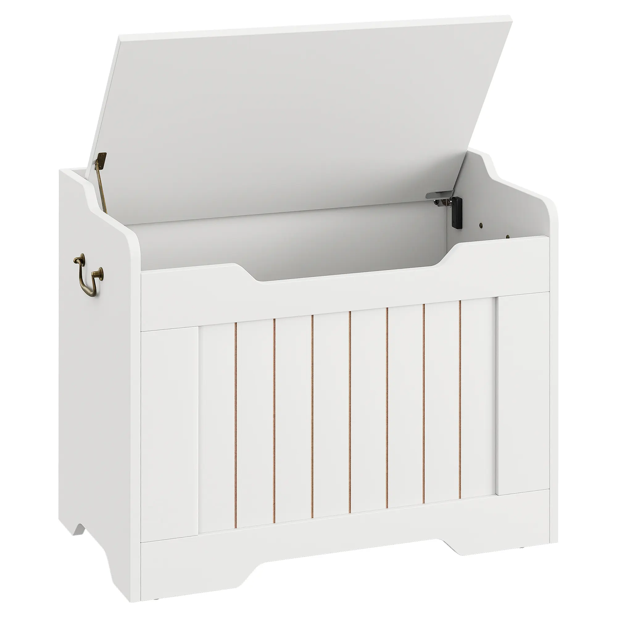 Versatile Storage Bench for Living Room - Spacious Wooden Chest with Lid, Safety Hinge, Farmhouse Style - Ideal for Entryway, Bedroom, Blanket Organizer -White