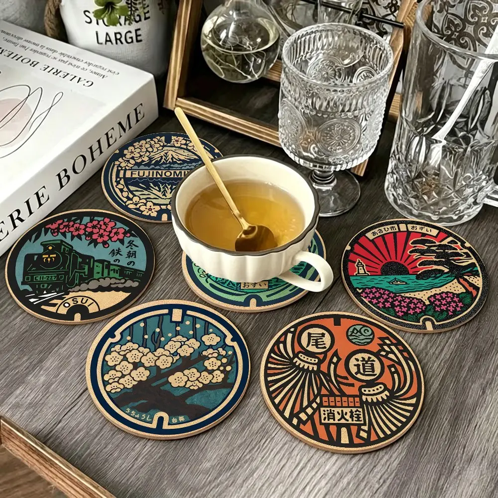 Vintage Pattern Coaster, Round Pet Material, Ideal for Kitchen, Living Room, Party Decor, Perfect Gift for Friends