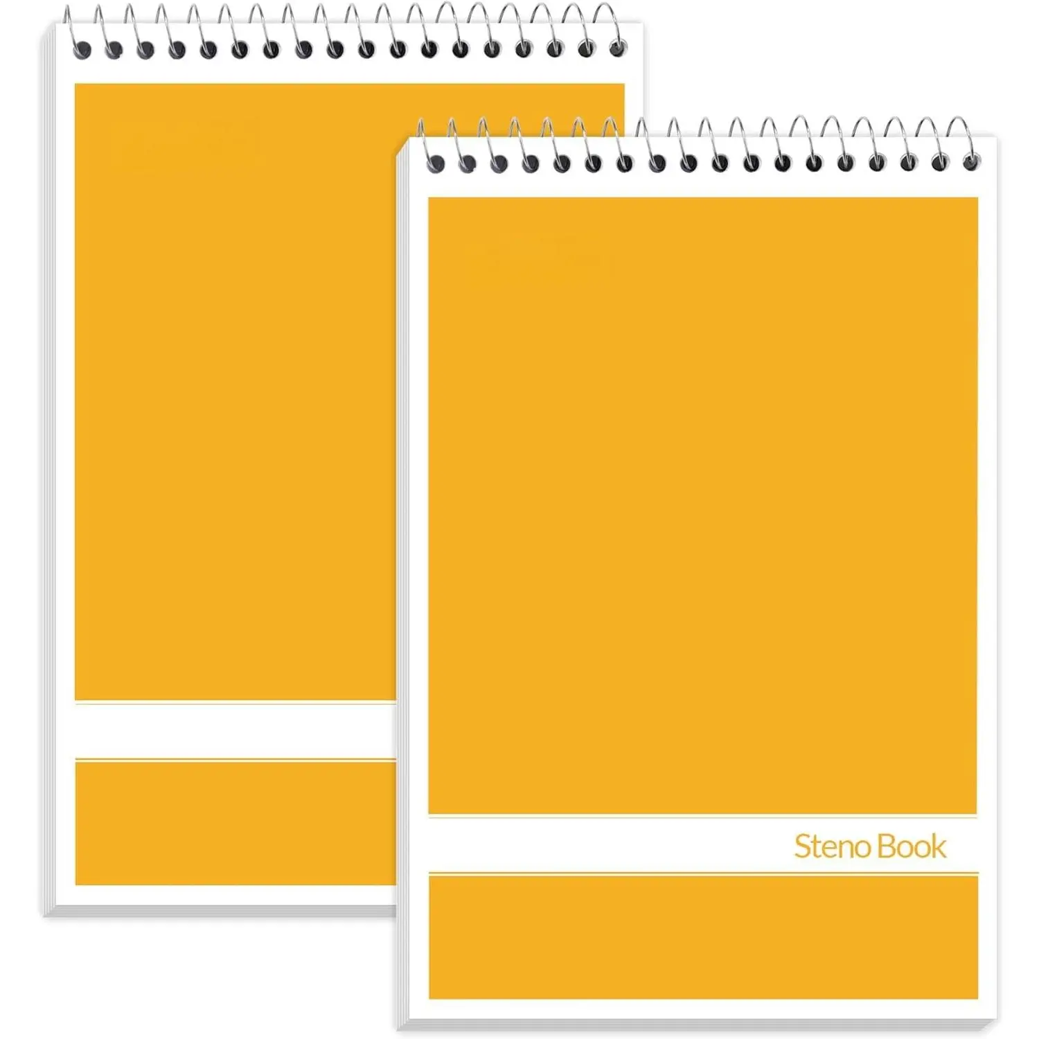2 Pack Steno Pads 6x9, Gregg Rule, 60 Sheets, Spiral Notebook 6x9, White Paper, Take Notes with Top Spiral Notebook, for School, University, College, Work, Office, Yellow