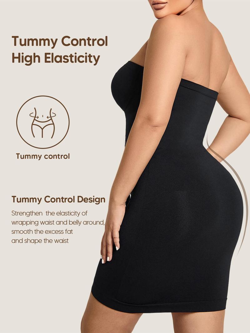 Women's seamless tummy tuck bustier body shaping fashion dress suitable for daily wear Strapless Shapewear Slips for Tummy Control Women’s Full Slip Under Dresses Body Shaper Seamless Womenswear Compression