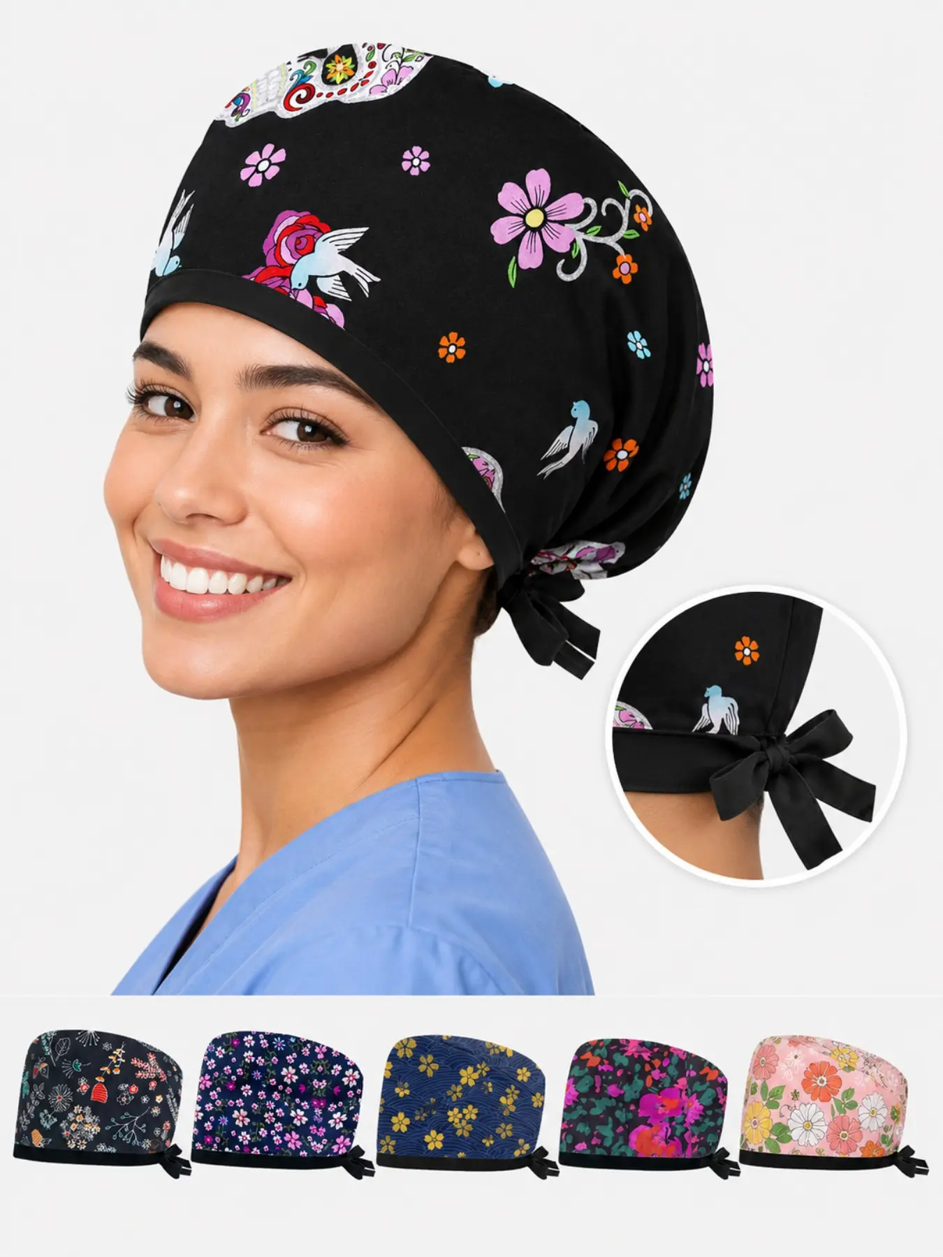 Adjustable Cartoon Print Beanie Hat, Unisex Medical Work Cap, Multi-Use Doctor Nurse Pet Grooming Hat, All Seasons Casual Style