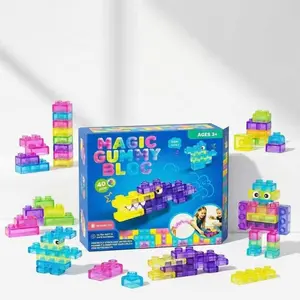 Soft rubber building jelly blocks, soft construction building sensory toys, soft rubber cubes for rubber stacking blocks, suitable for giving as gifts to friends and family, creative games that can be freely assembled