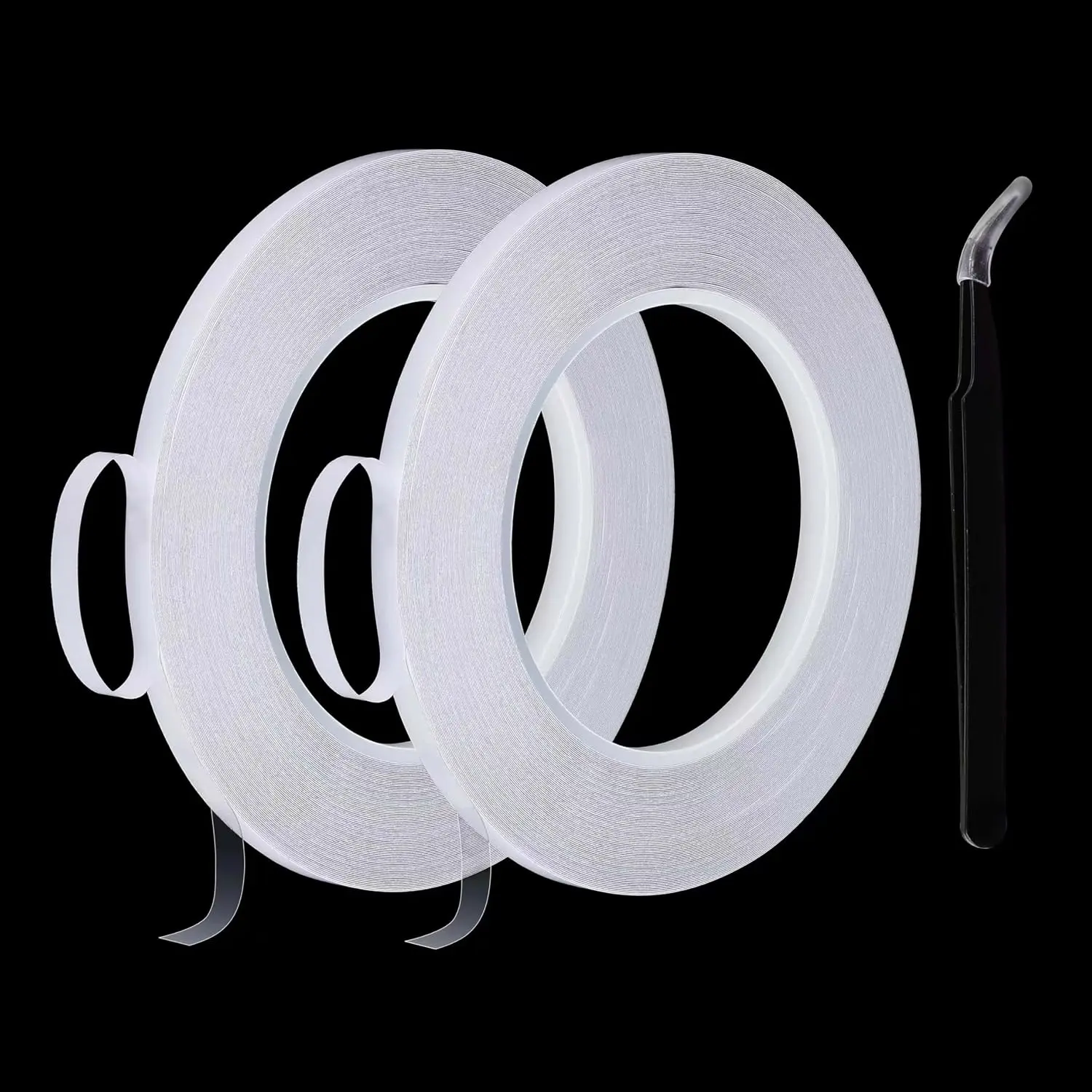 6mmx25M 2 Rolls Clear Thin Double Sided Tape Thin Clear Mounting Tape for Tablets Screen, LED Strips,  , Fabric, Arts Crafts Heat Resistant,  Free