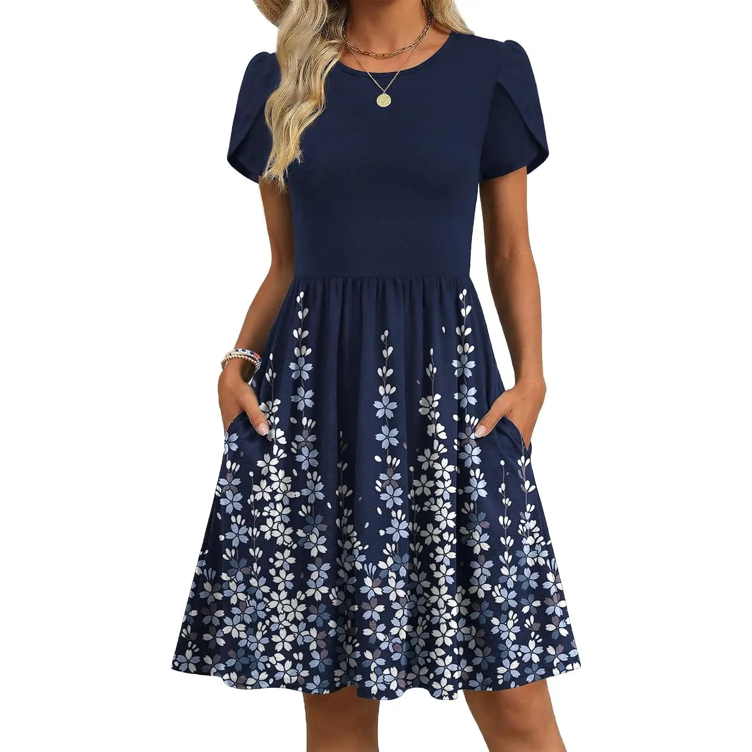 Women Summer Dress 2026 Short Sleeve Aline Mini Dresses with Pockets Casual Swing Tshirt Dress Vocation Beach Sundress