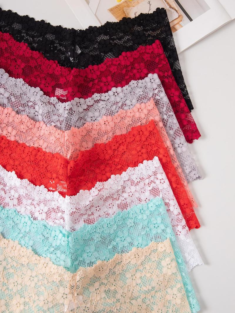 Women's Plain Floral Lace Sheer Panty, Casual Comfy Breathable Knicker for Daily Wear, Ladies Underwear for All Seasons Women's Plain Floral Lace Sheer Panty, Casual Comfy Breathable Knicker for Daily Wear, Ladies Underwear for All Seasons