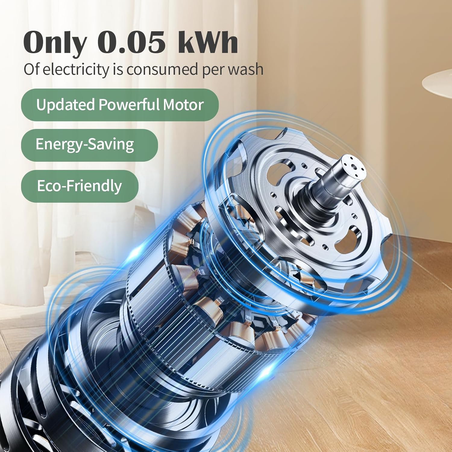 15L Large Capacity Portable Washing Machine One Touch Quiet Mini Washer for Baby Clothes Apartments