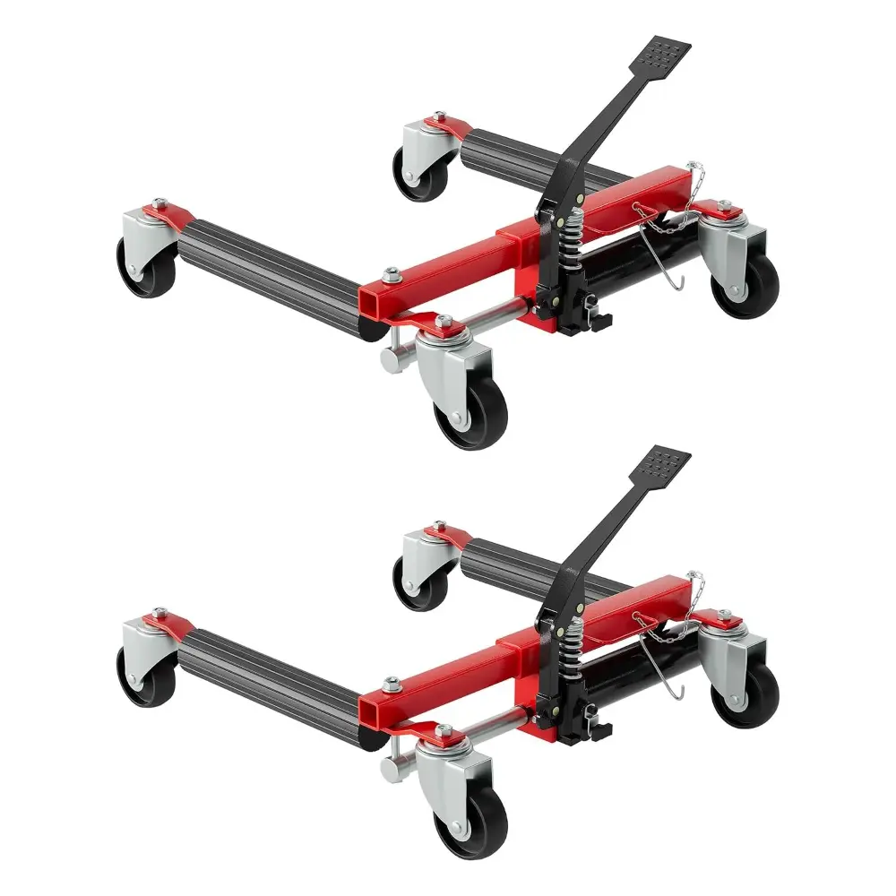 Hydraulic Car Dolly Set of 2, 3,000 LBS Capacity Vehicle Wheel Dolly with Hydraulic Foot Pump, Heavy Duty Tire Skate Jack for Car, Boat, Truck, RV Trailer