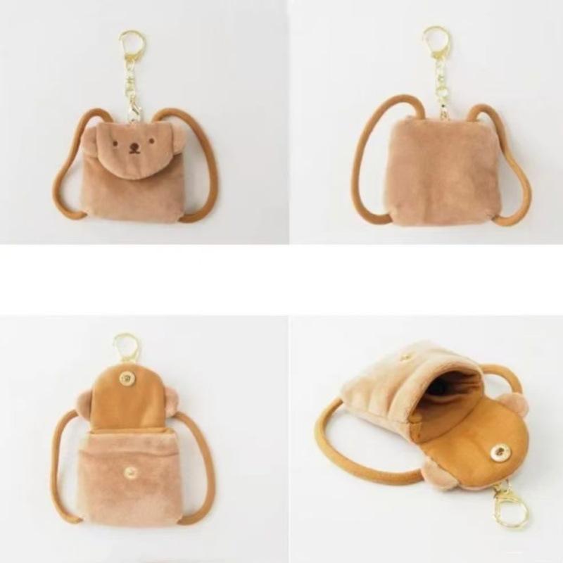 Kawaii Miffy Earphone Case Furry Plush Bunny CoinPurse Keychain for Girls Mini Backpack Purse Multi-Purpose Valentine's Day Gift