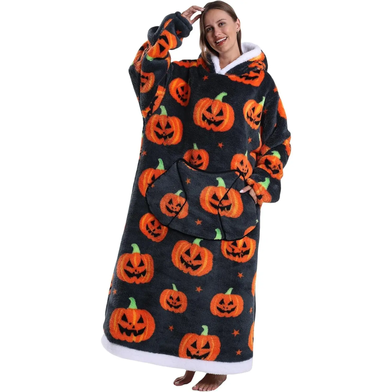Blanket Hoodie, Wearable Blanket Long Hoodie Blanket for Comfy Snugaies for.