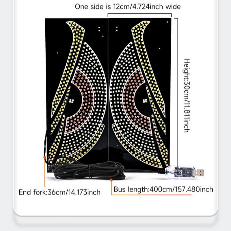 New Car Dynamic Devil's Eye Light Car Sticker Led Display Truck Car Front and Rear Windshield Glass Light Eye Warning Light Truck Decal Car Decoration