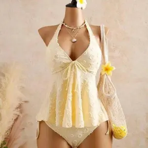 Women Fashion Tankini Two Piece Swimsuit Comfort Beachwear for Hot Spring Pool Party Vacation