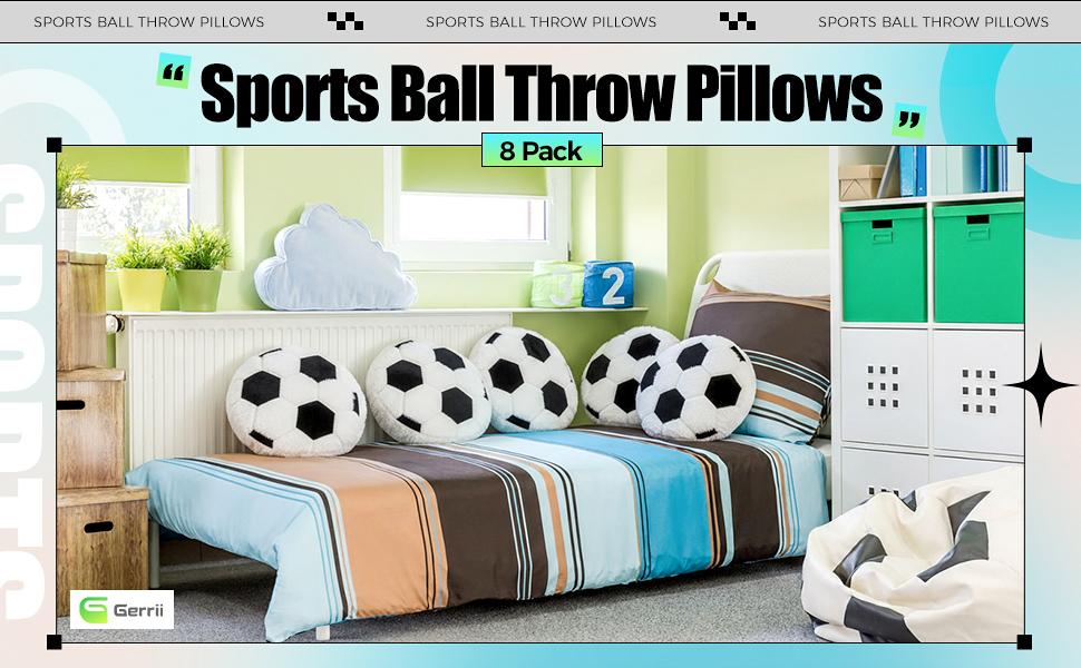 8 Pcs Ball Pillows 13.8" Sports Throw Pillows Plush Cushion Sport Theme Plush Cushion for Team Gifts Bedroom Decoration(Volleyball)