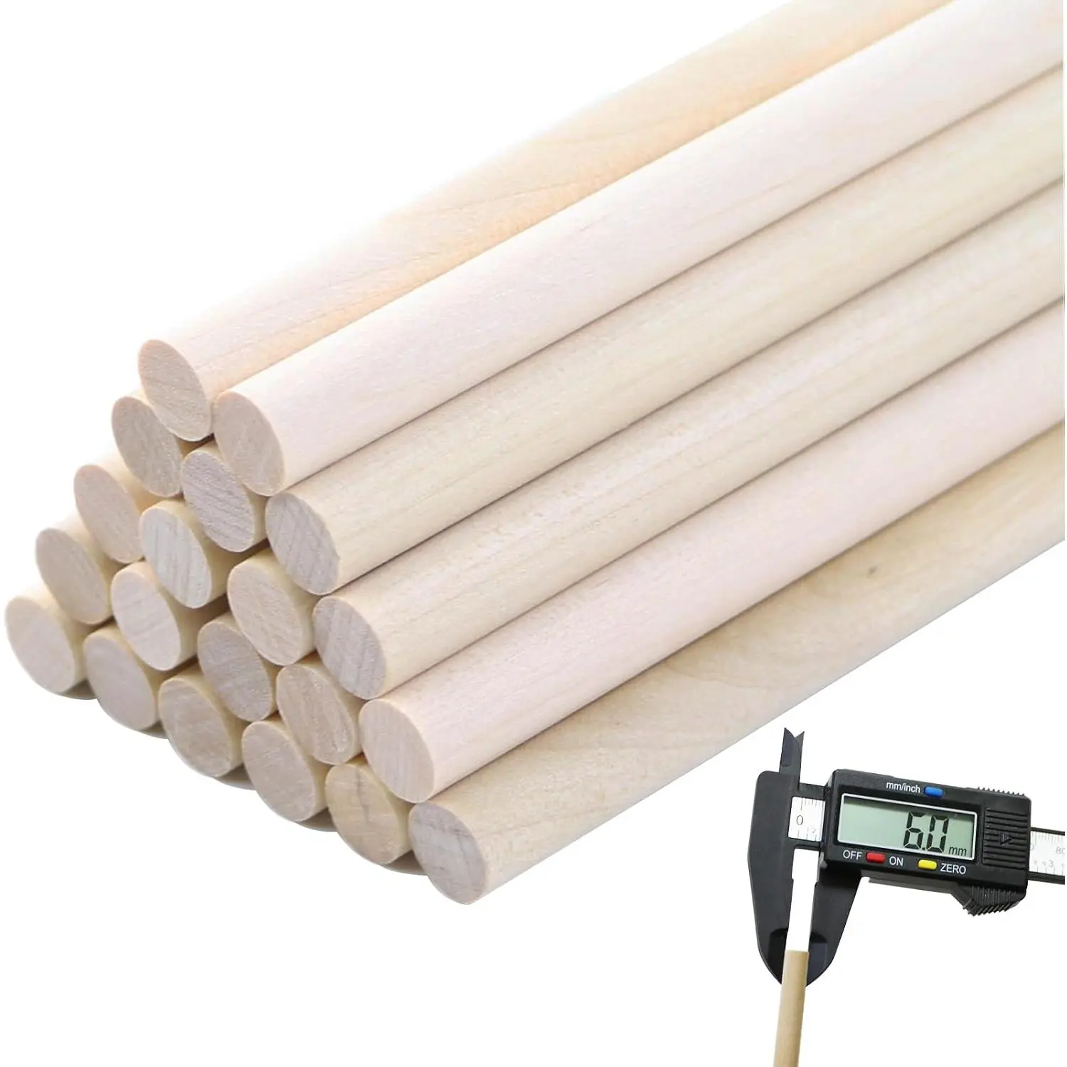 1/4 x 17.7 Inch 20 count  Dowel Rods, Round Solid Wooden Dowels Craft Sticks, Unfinished   Hardwood Rods for Crafts Arts and DIYers