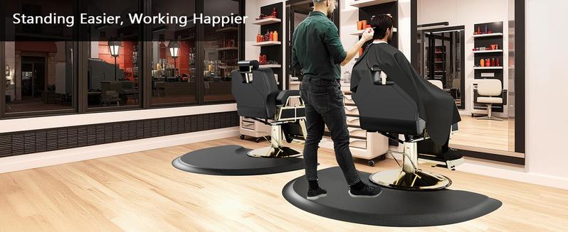 OmySalon 3ft x 4ft x 1/2inch Thick Salon Mat for Hair Stylist Anti Fatigue, Barber Floor Mat with Round Base, Hairdress Standing Matt Beauty Spa Barbershop Hairdressing Equipment