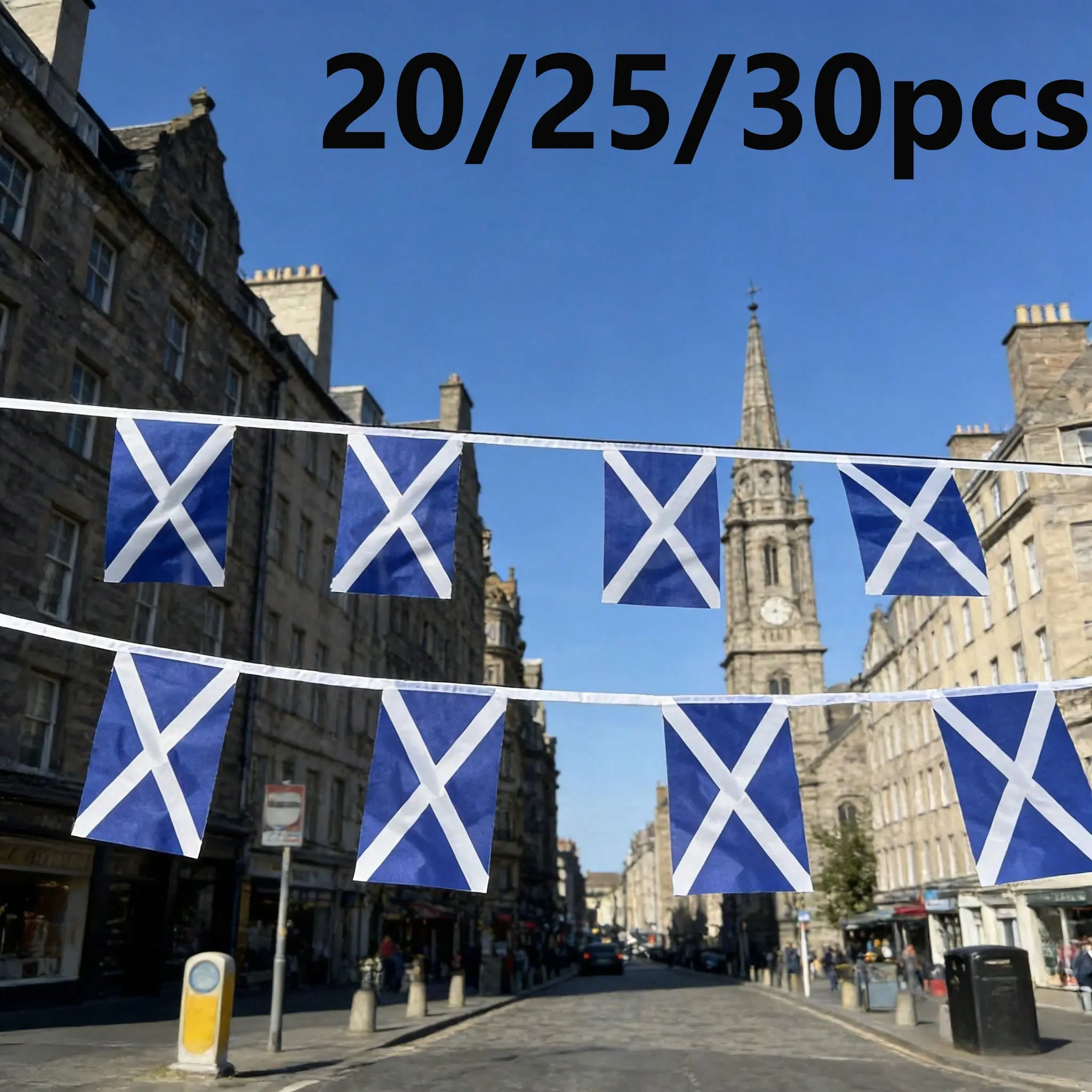Scottish Flag Colorful Triangle Bunting, 20/25/30pcs, 5.51x8.27 Inches Polyester, Outdoor Festival Decor, 1 Pack/25 Flags