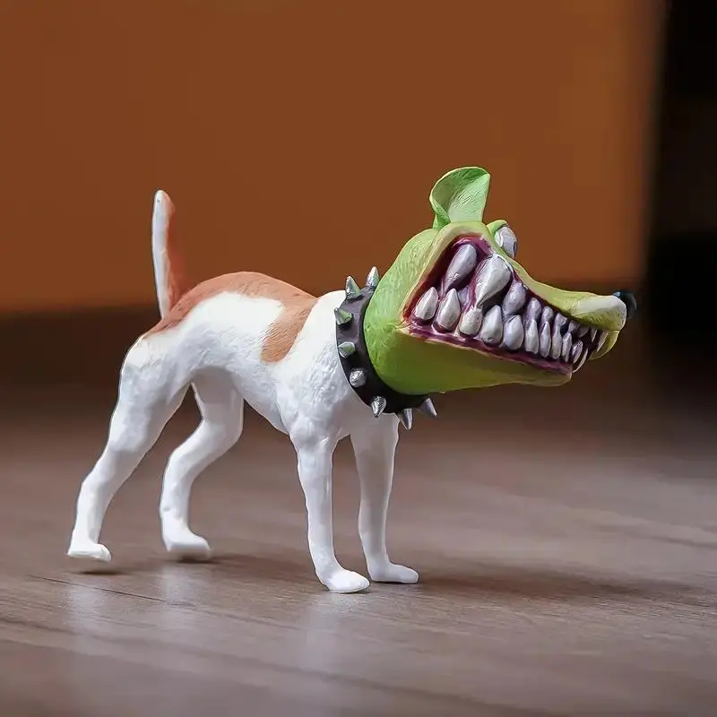 Horror Movie Themed Spiked Collar Face Dog Resin Collectible Figure Decor, Graphic Home Decor Sculptures, Decorative Home Ornament for Indoor Display