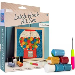 Latch Hook Rug Kit, Gumball Machine Design DIY Latch Hook Kit for  & Adults, Color Canvas, PreCut Yarn & Hook Tool, Craft Activity &  for