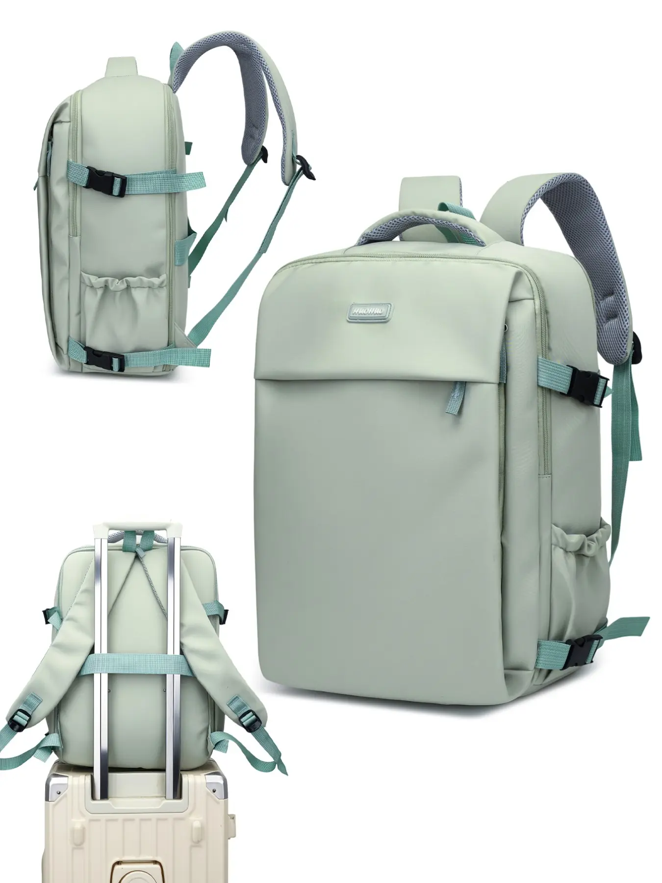 Unisex Travel Backpack, Day Backpack, Large Capacity Nylon Bag with Multiple Compartments, Plain Design for All Seasons, Ideal for Short Trips & Commuting