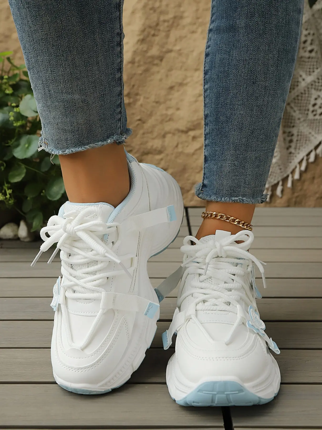 High Elastic Shock Absorption Breathable Patched Wide Strap Slip-Resistant Durable Casual Shoes, No Laces Design, Comfortable Footwear