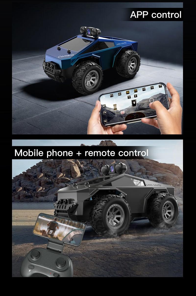 1:28 Camera Remote Control Car |     Controllable via mobile app, real-time image transmission from the roof camera, LED roof light
