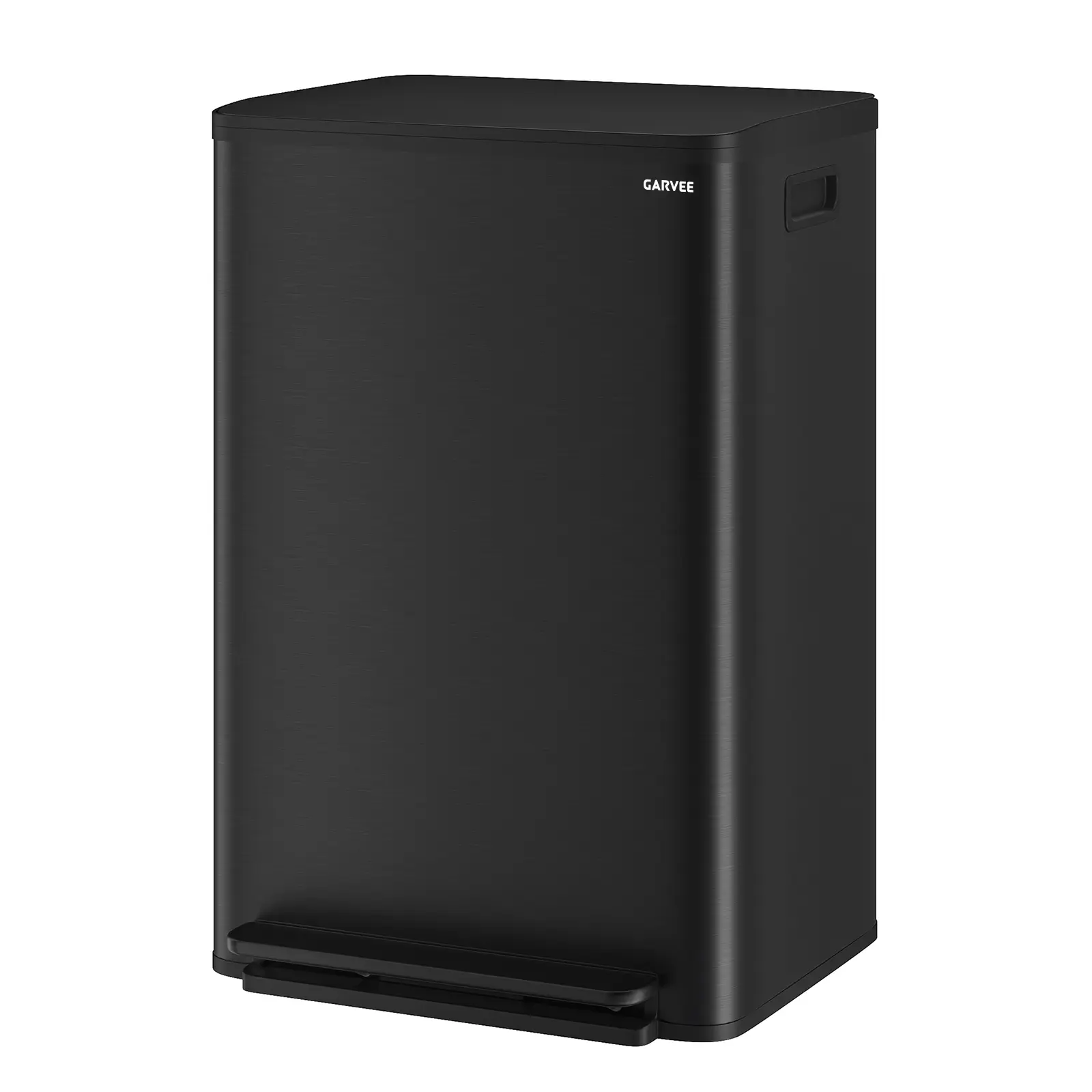 Garvee 13gal Modern Stainless Steel Step-On Rectangular Kitchen Trash Can Bin - Soft Close Thin Lid, Removable Bucket, Durable Black Home Rectangular Bin Waste Container, Home Kitchen