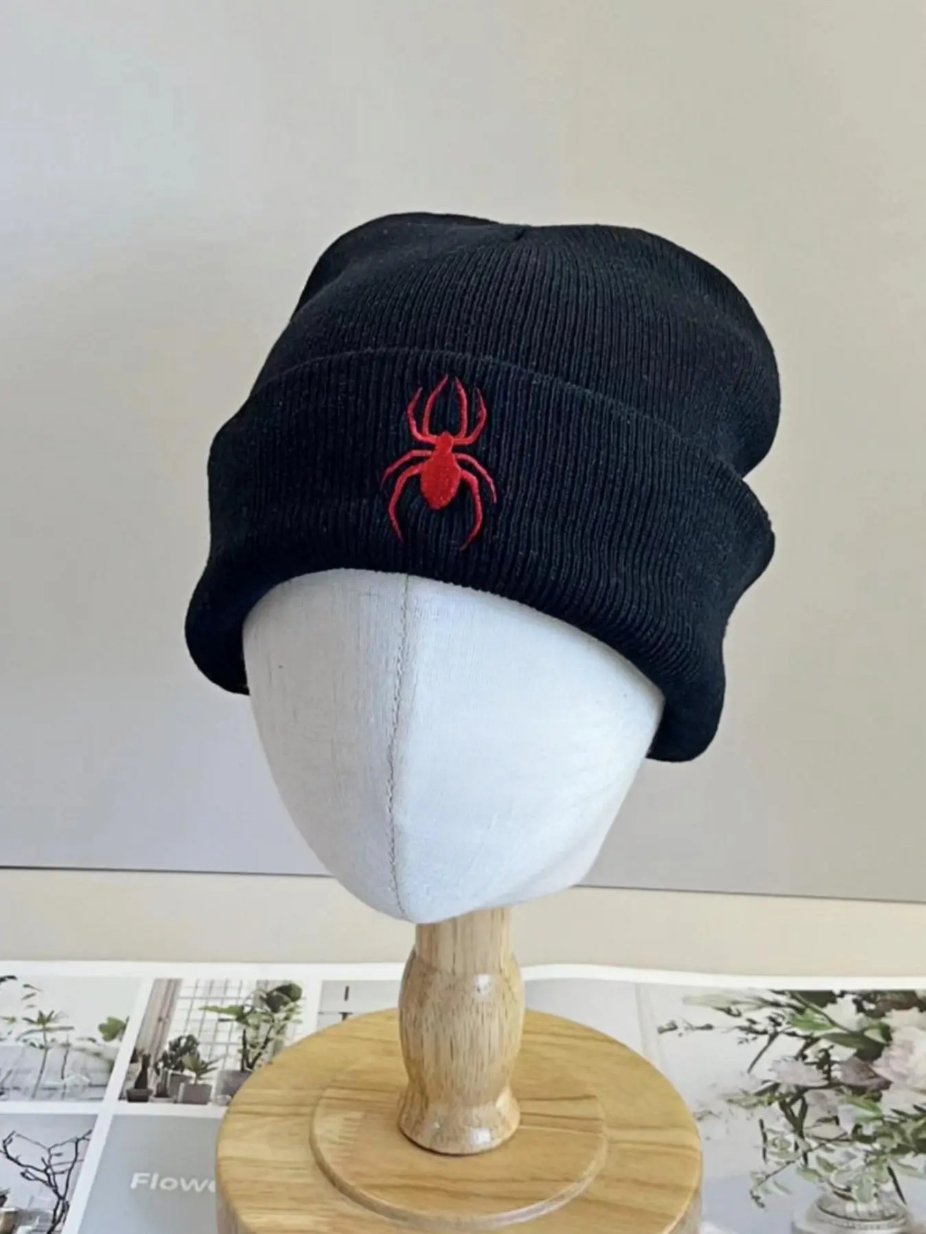 Spider Embroidery Beanie Hat, Street Style Beanie Hat for Men & Women, Fashion Accessories for Daily Wear