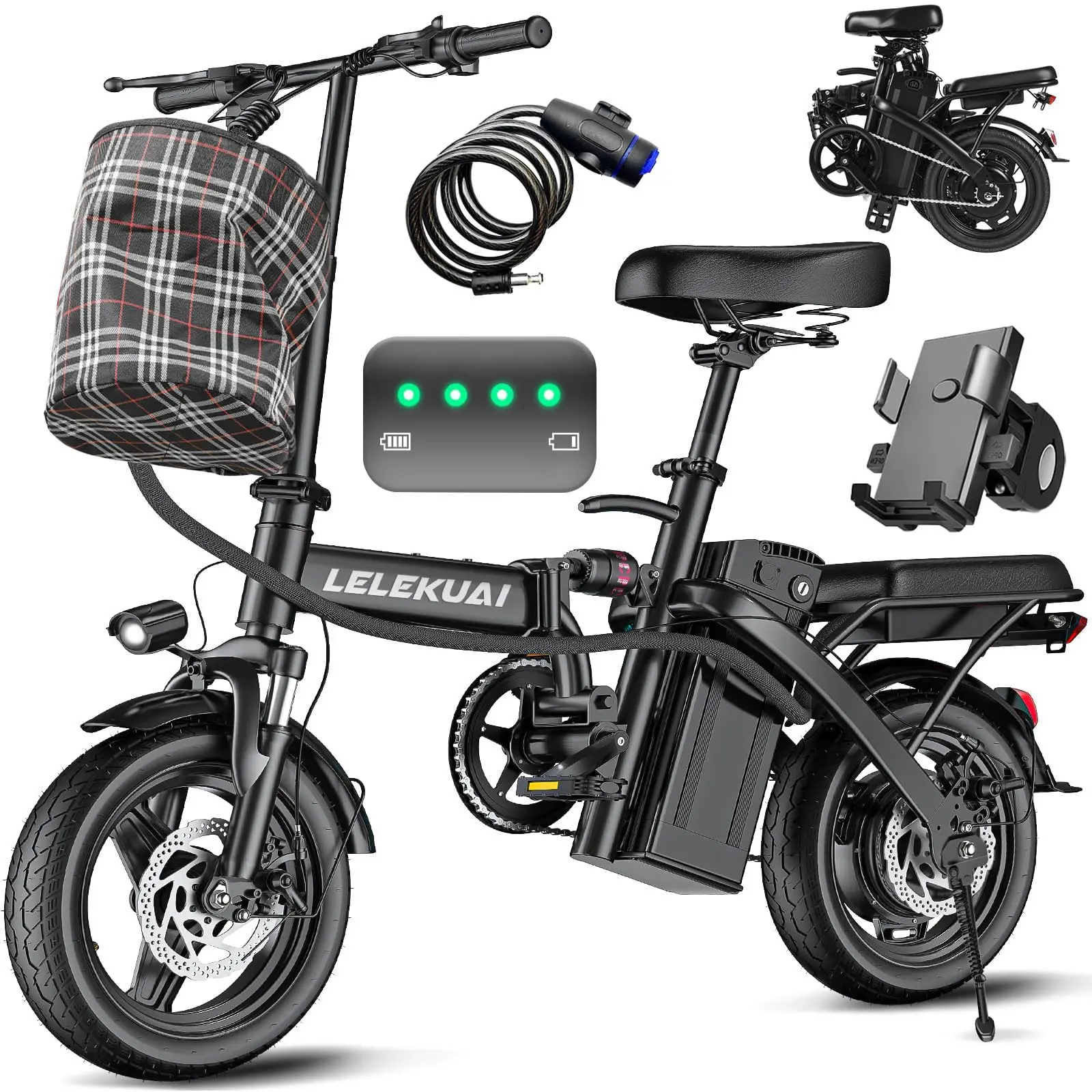 A: T1 20MPH 14" Foldable Electric Bike (Black)