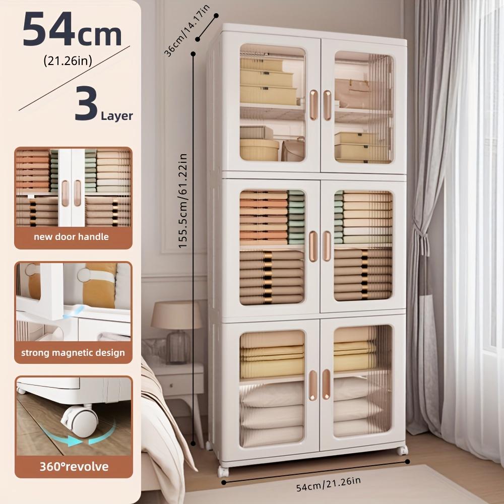 [Stackable Storage] Large Stackable Wheeled Storage Boxes, Wardrobe Lockers |   Simple Wardrobe Shoe Cabinet Tool Cabinet, Suitable For Home Bedroom Bathroom Corridor Garage Tool Room Snacks, Grocery Storage And Sorting, Home Storage