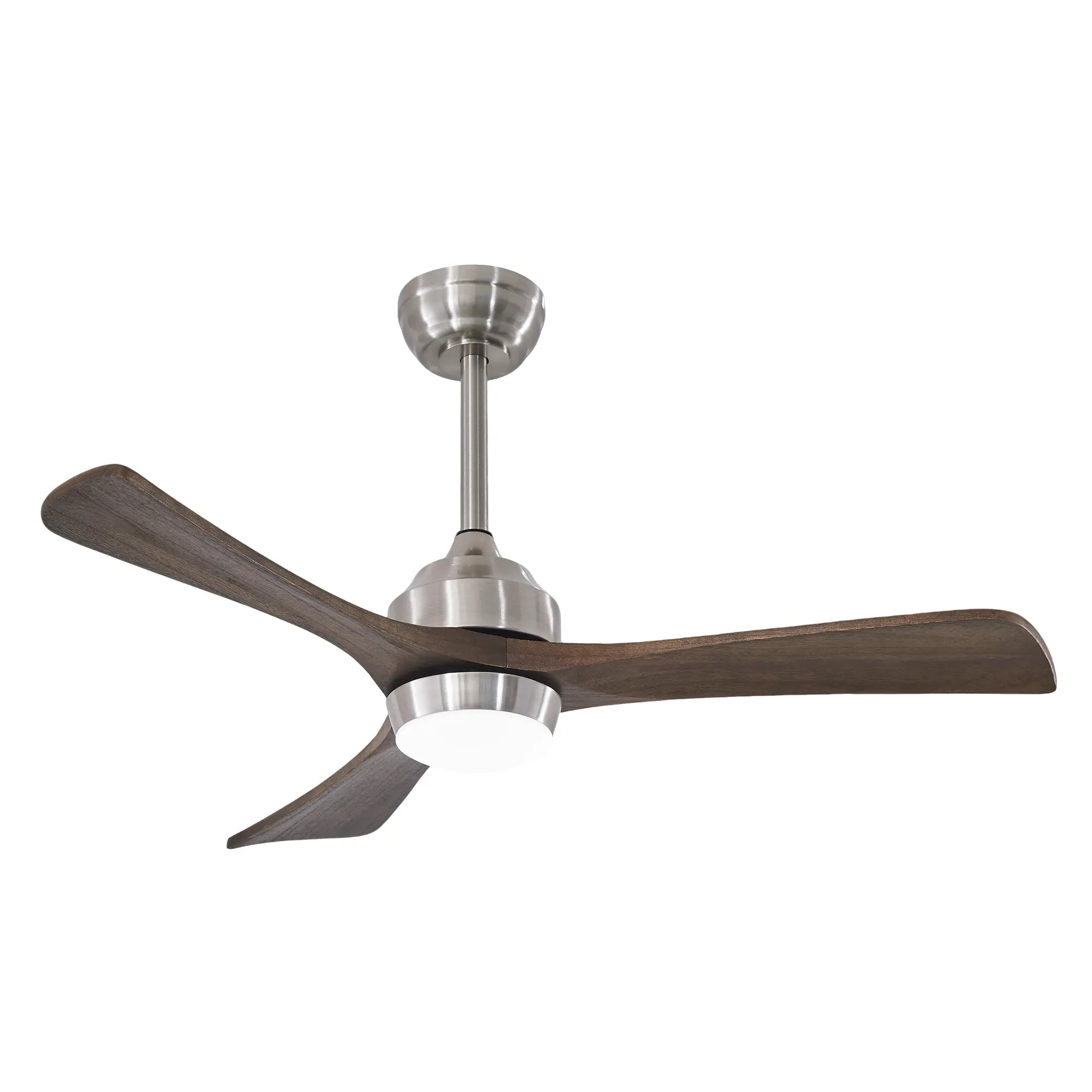 ARCH 42-Inch Solid Wood 3-Blade Ceiling Fan with Light and Remote Control, Quiet DC Motor, 6 Speeds, Reverses Airflow, Stainless Nickel Finish, for Living Room, Bedroom, Home Appliance, Three Blades