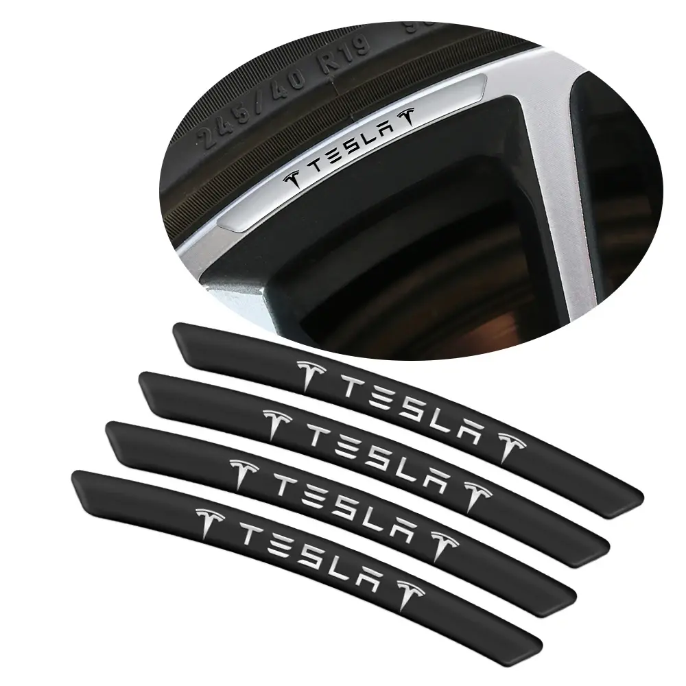 Tesla Wheel Hub Stickers - Premium Aluminum Hubcap Decals for Model 3, S, X, Y & Cybertruck - Enhance Your Ride's Style!