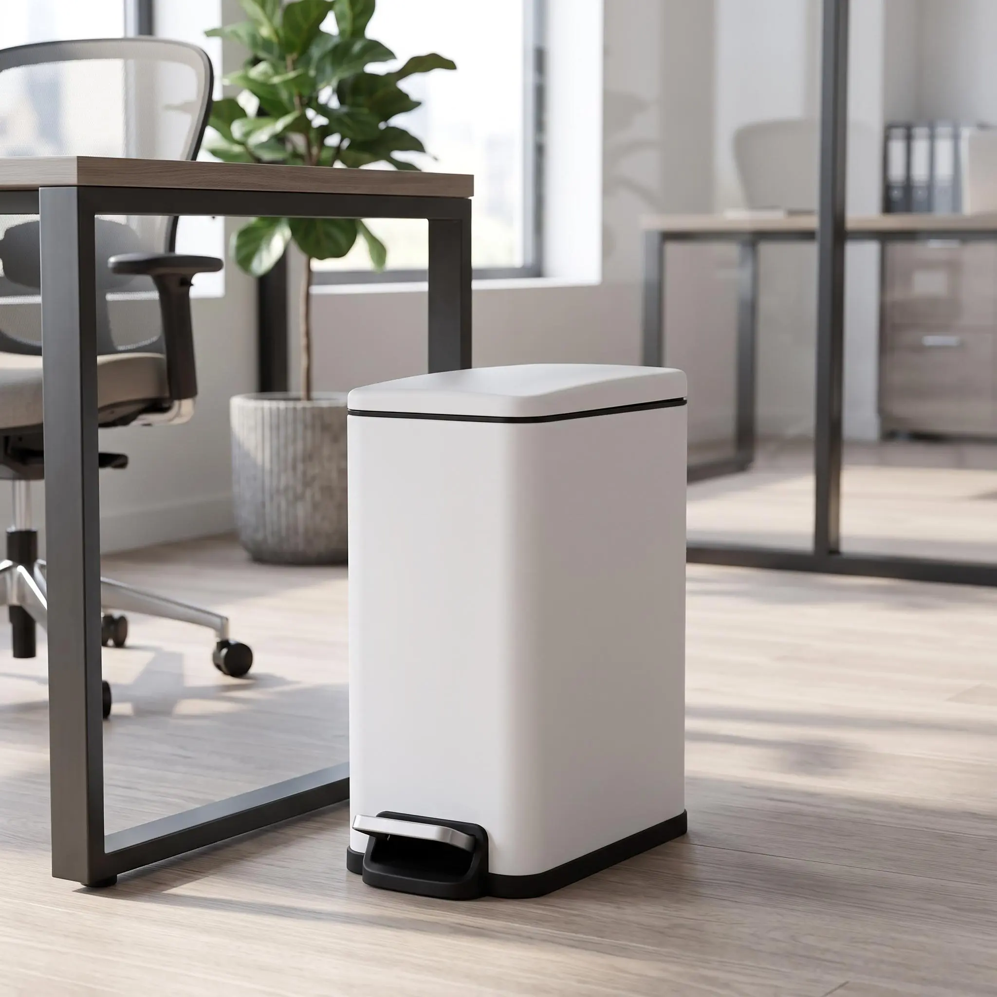45L 12Gal Slim Stainless Steel Step Trash Can with Lid, Narrow Metal Kitchen Garbage Bin Equipped with Detachable Inner Bucket & Foot Pedal for Household Use