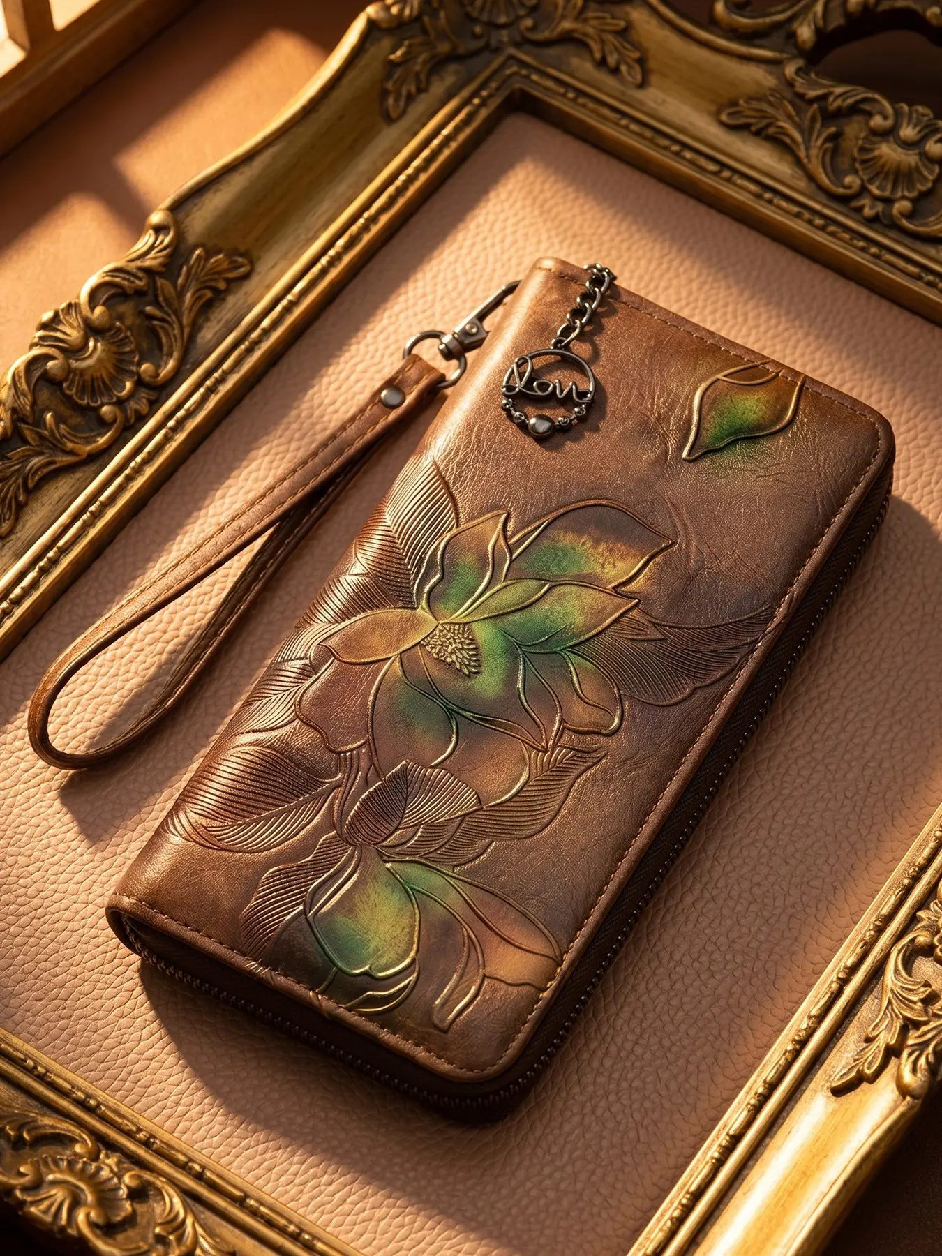 Vintage Embossed Floral Long Wallet, Wallet with Zipper, Multi-Functional Zipper Coin Purse, Large Capacity Layered Storage Bag for Women, All Seasons, Elegant Fashion Wallet, Flower Pattern Wallet, Vintage Wallets