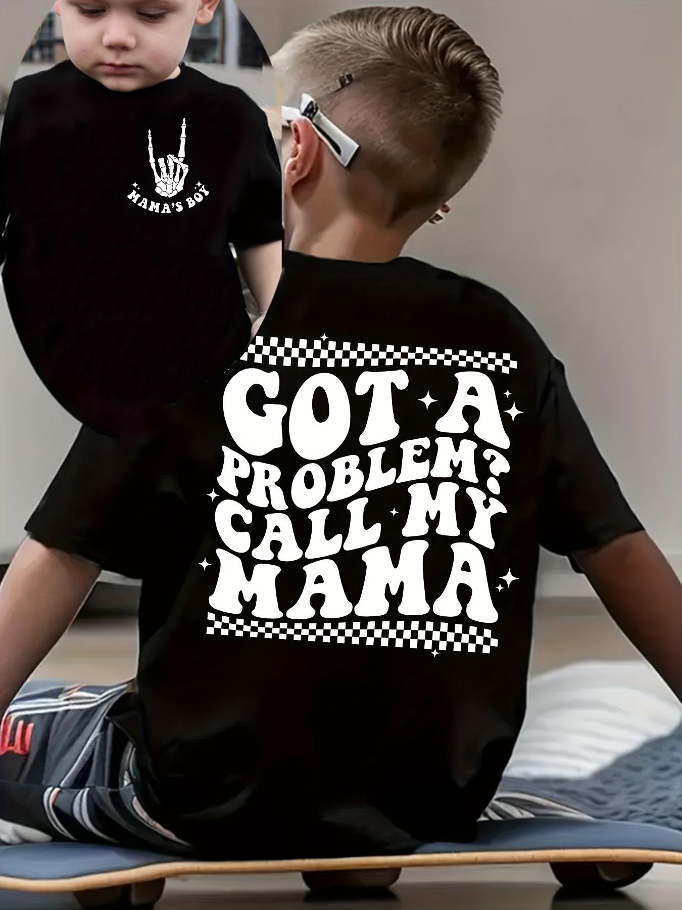 Summer Fashion Boys' Short-Sleeve T-Shirt with Skull Element "GOT A PROBLEM? CALL MY MAMA" Letter Print Double-Sided Casual Top NYDX4412