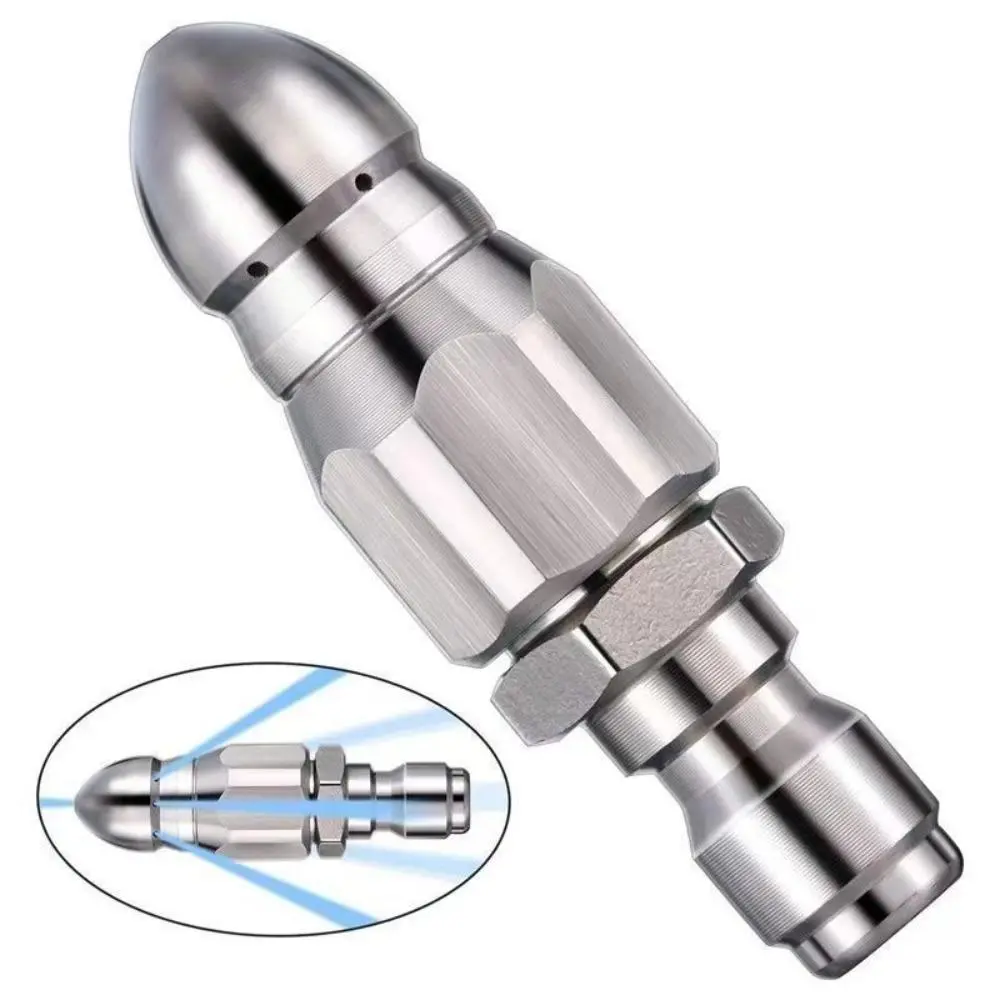Heavy-Duty Drain Jetter Hose Nozzle with Quick Connect Fitting, Premium Stainless Steel Sewer Unclogging Cleaning Tool