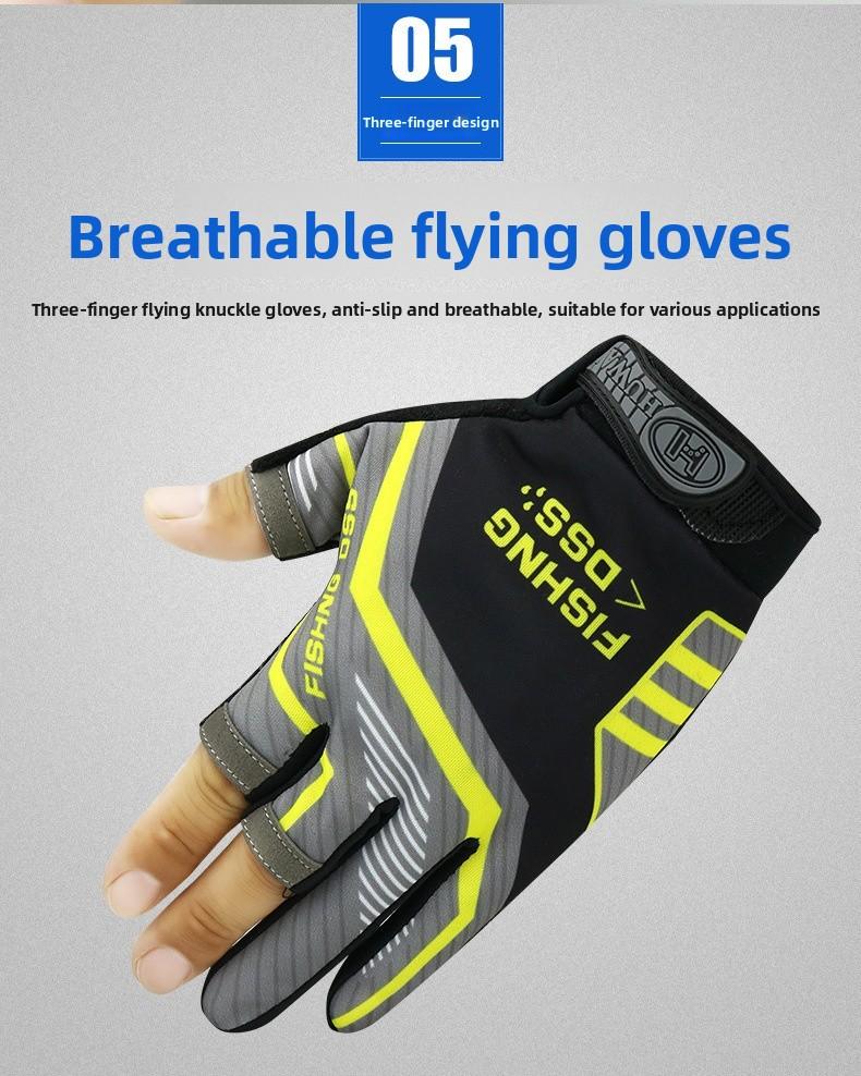 Cycling Lure Fishing Gloves UV Protection Windproof Breathable Cut-Resistant Non-Slip Three-Finger Gloves for Spring Summer Winter Sports Fishing Gear