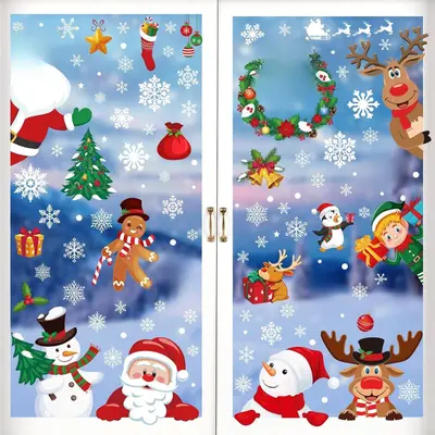 Glitter Snowflake Window Stickers 147PCS Sparkling Snowflake Window Clings Winter