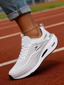 Couple Spring Summer New Sports Shoes, Women Breathable Mesh Running Shoes, Men Lightweight Thick Sole Walking Shoes, Comfortable Shock Absorption