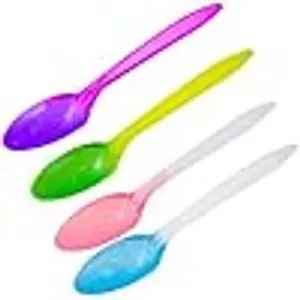 Color Changing Reusable Spoons, Pack of 25, Assorted Colors, BPA Free, USA Packed reacts to cold food temperatures and changes color -yogurt, ice cream, gelato, cold drinks