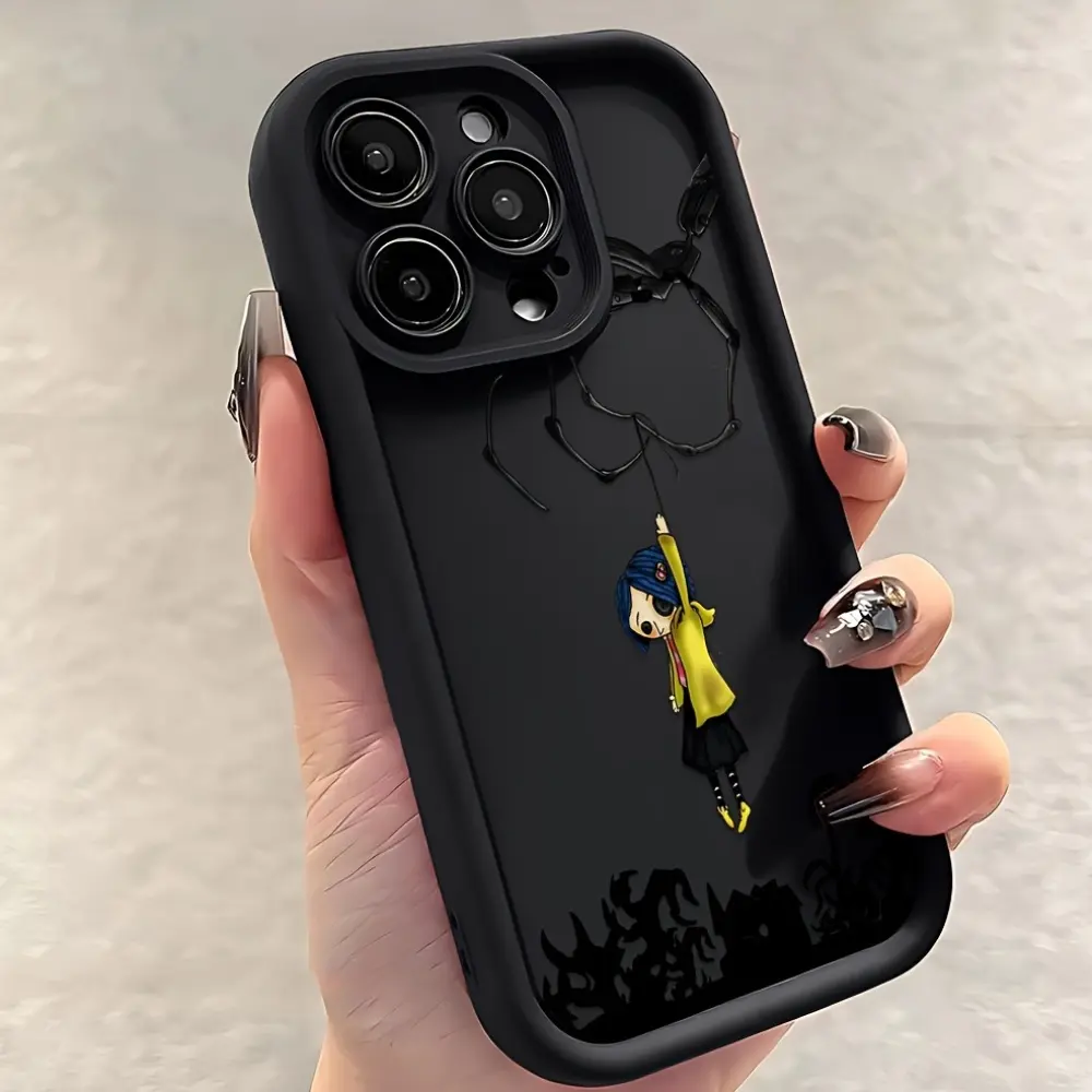 Fashionable C-Coraline Phone Case Design Compatible with iPhone Models 16, 15, 14, 13, 12, 11 Pro Max, Mini, XR, XS, X, 7, 8 Plus, with a Soft TPU Back for Drop Protection.