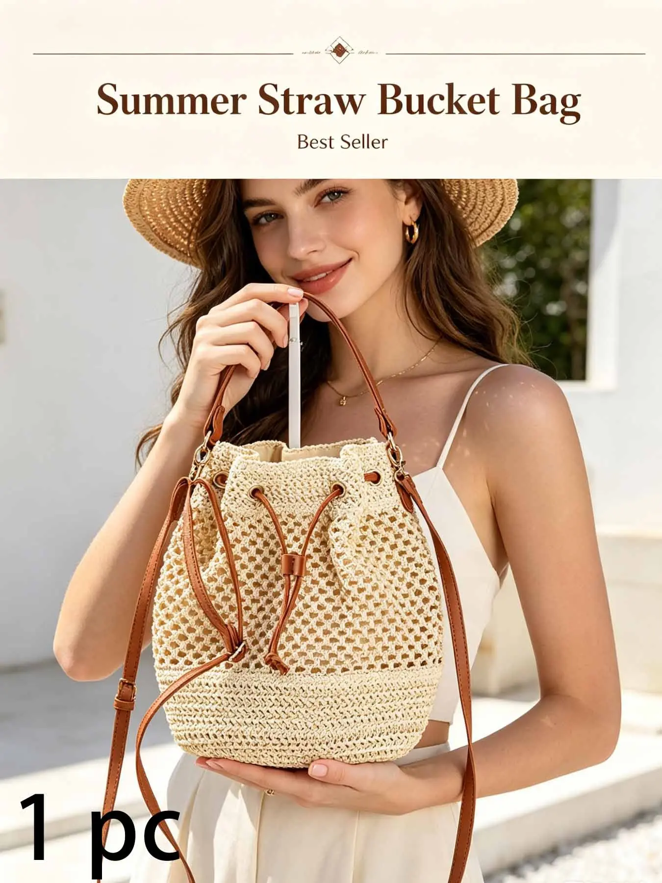 Handmade Straw Basket Bag, Casual Crossbody Shoulder Bag, Perfect for Travel, Parties, Gifts, Graduation Trip Essentials